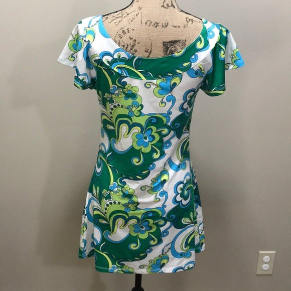 {Bershka} Green Vivid Abstract Tunic - Picture 4 of 5